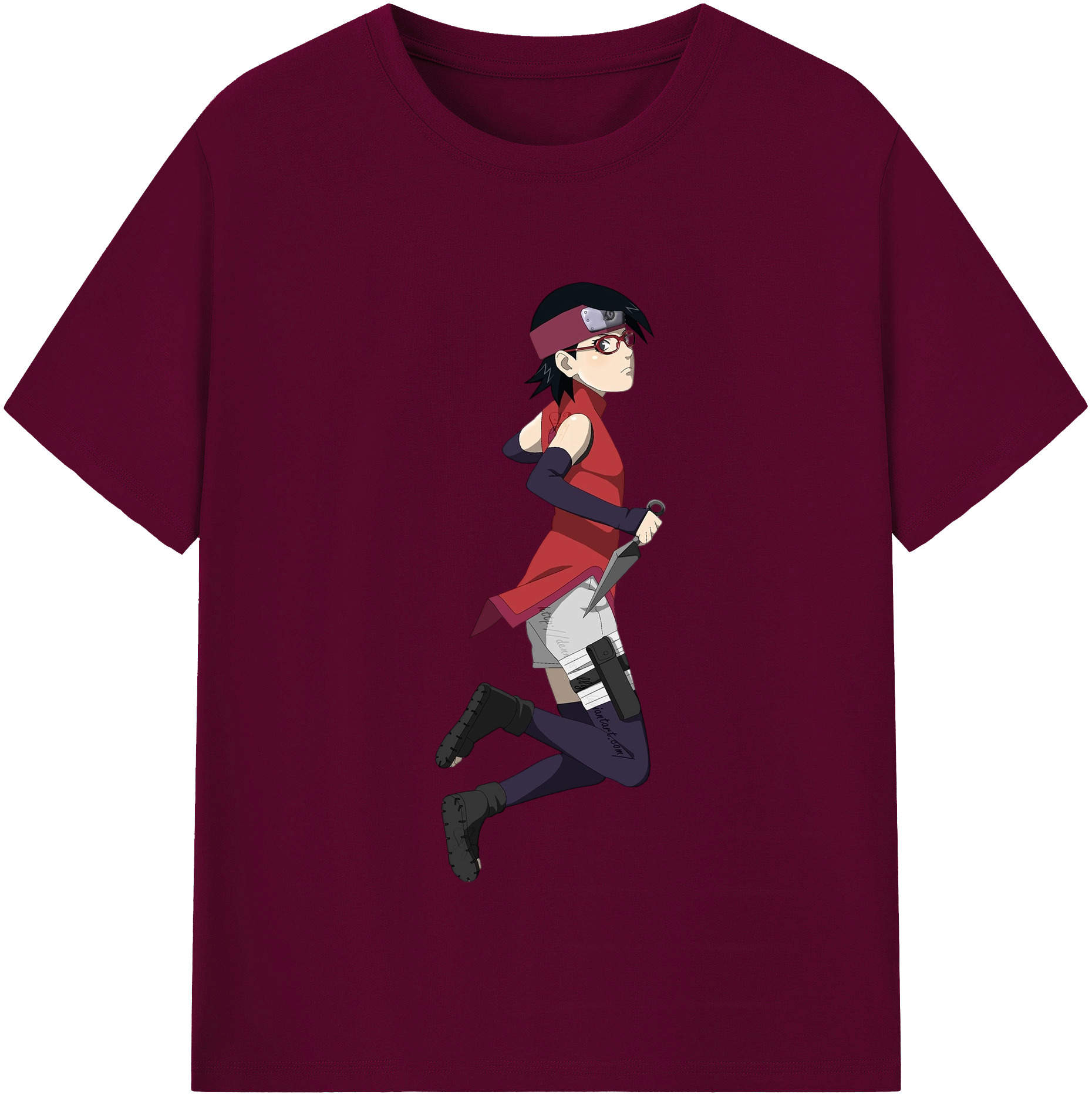 （画像用） NARUTO -ナルト- うちは サラダ Uchiha Sarada レディースカジュアルプリントTシャツ（綿100％）